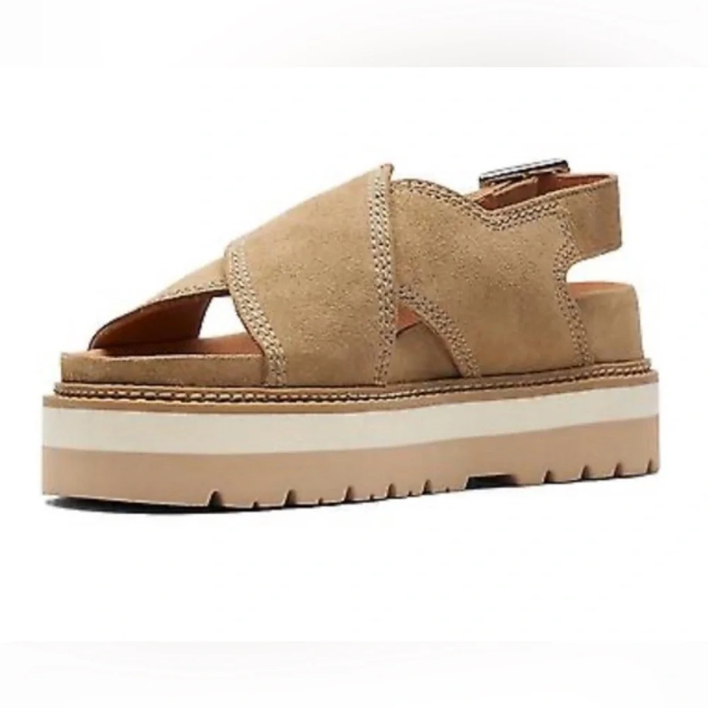 Clarks Orianna Roam Dark Sand Sable Fonce Tan Sandals Size 8.5 - Picture 3 of 16